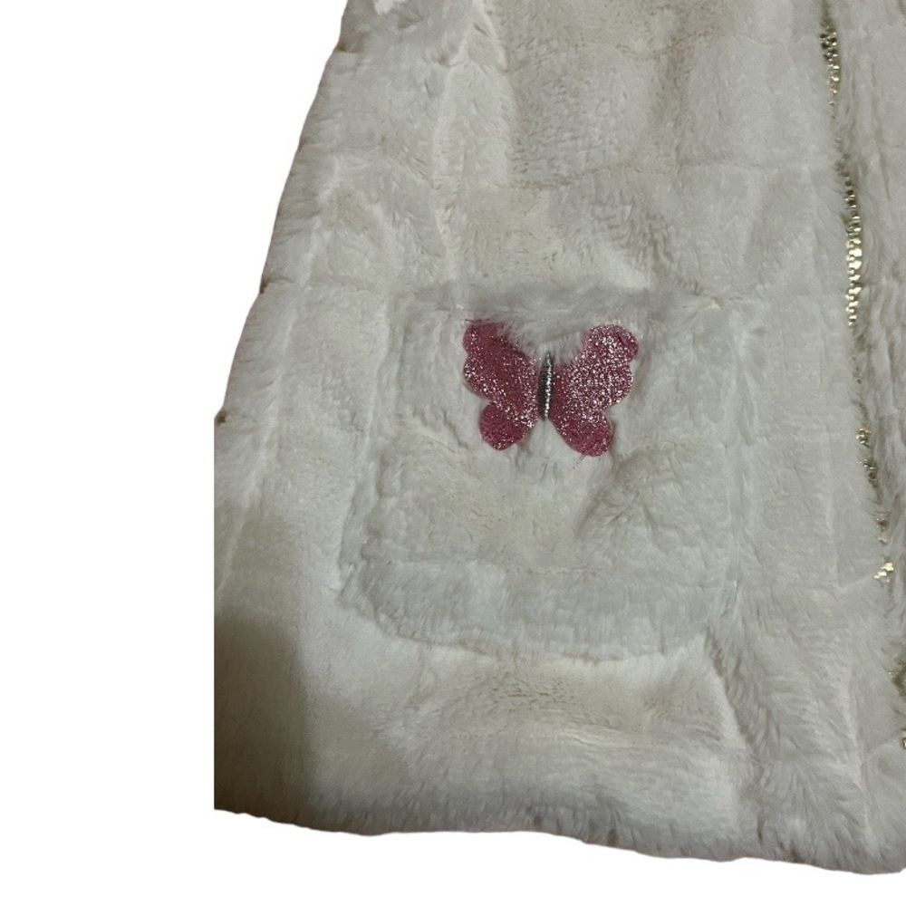 Little Lass•White Fur Butterfly Design Vest - Picture 7 of 11
